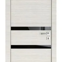 Дверь межкомнатная DO-513 Ива светлая/стекло Черное