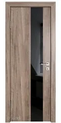 Дверь межкомнатная DO-504 Орех седой светлый/стекло Черное