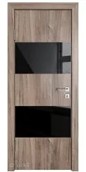Дверь межкомнатная DO-508 Орех седой светлый/стекло Черное