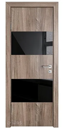 Дверь межкомнатная DO-508 Орех седой светлый/стекло Черное