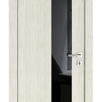 Дверь межкомнатная DO-504 Белая лиственница/стекло Черное