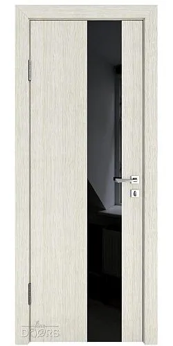 Дверь межкомнатная DO-504 Белая лиственница/стекло Черное