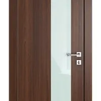 Дверь межкомнатная DO-504 Орех тисненый/стекло Белое
