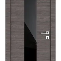 Дверь межкомнатная DO-510 Ольха темная/стекло Черное