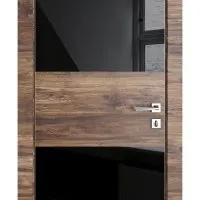 Дверь межкомнатная DO-508 Лофт темный/стекло Черное