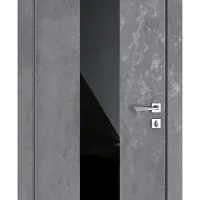 ШИ дверь DO-610 Бетон темный/стекло Черное