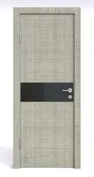 ШИ дверь DO-609 Серый дуб/стекло Черное