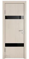 Дверь межкомнатная DO-502 Ясень капучино/стекло Черное