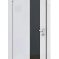 Дверь межкомнатная DO-504 Белый глянец/стекло Черное