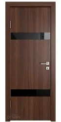Дверь межкомнатная DO-502 Орех тисненый/стекло Черное