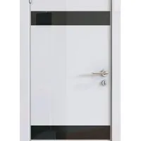 Дверь межкомнатная DO-502 Белый глянец/стекло Черное