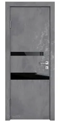 Дверь межкомнатная DO-512 Бетон темный/стекло Черное