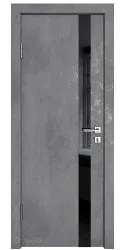 Дверь межкомнатная DO-507 Бетон темный/стекло Черное
