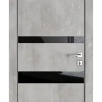 Дверь межкомнатная DO-512 Бетон светлый/стекло Черное