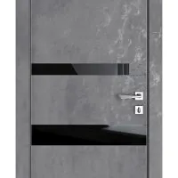 ШИ дверь DO-612 Бетон темный/стекло Черное
