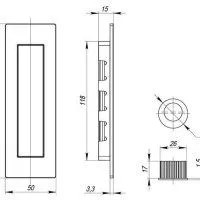 Ручка Armadillo (Армадилло) для раздвижных дверей SH.URB153.010 (SH010 URB) SN-3 матовый никель