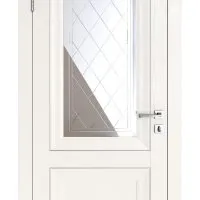 Дверь межкомнатная DO-PG2 Белый ясень/Зеркало ромб фацет