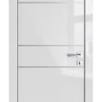 Дверь межкомнатная DG-517 Серый глянец/молдинги светлые