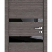 ШИ дверь DO-612 Ольха темная/стекло Черное