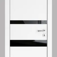 ШИ дверь DO-612 Белый бархат/стекло Черное