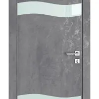 Дверь межкомнатная DO-503 Бетон темный/стекло Белое