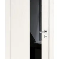 Дверь межкомнатная DO-504 Белый ясень/стекло Черное