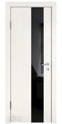 Дверь межкомнатная DO-504 Белый ясень/стекло Черное