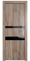 Дверь межкомнатная DO-512 Орех седой светлый/стекло Черное