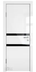 Дверь межкомнатная DO-513 Белый глянец/стекло Черное