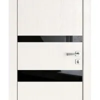 ШИ дверь DO-612 Белый ясень/стекло Черное