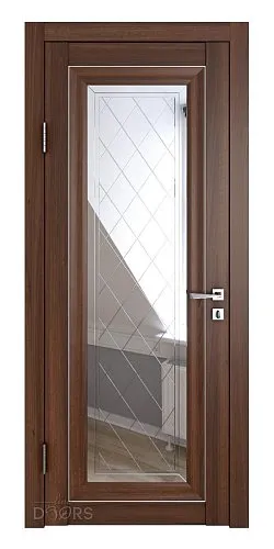 Дверь межкомнатная DO-PG6 Орех тисненый/Зеркало ромб фацет