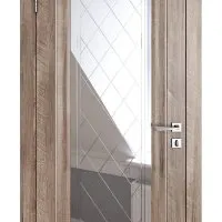 Дверь межкомнатная DO-PG6 Орех седой светлый/Зеркало ромб фацет