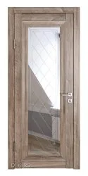 Дверь межкомнатная DO-PG6 Орех седой светлый/Зеркало ромб фацет