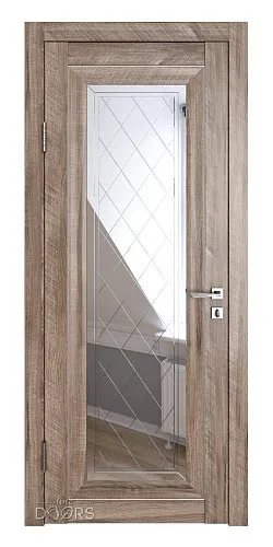 Дверь межкомнатная DO-PG6 Орех седой светлый/Зеркало ромб фацет