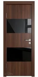 ШИ дверь DO-608 Орех тисненый/стекло Черное