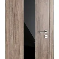 Дверь межкомнатная DO-510 Орех седой светлый/стекло Черное