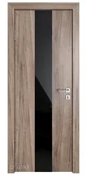 Дверь межкомнатная DO-510 Орех седой светлый/стекло Черное