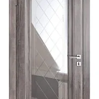 Дверь межкомнатная DO-PG6 Орех седой темный/Зеркало ромб фацет