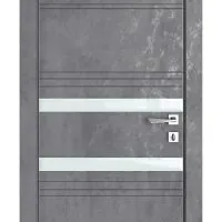 Дверь межкомнатная DO-515 Бетон темный/стекло Белое