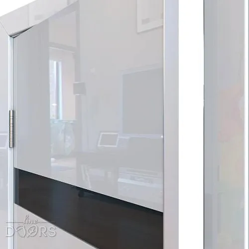 Дверь межкомнатная DO-502 Белый глянец/стекло Черное