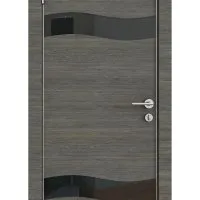 ШИ дверь DO-603 Ольха темная/стекло Черное