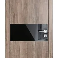 Дверь межкомнатная DO-501 Орех седой светлый/стекло Черное