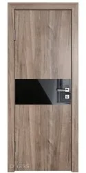 Дверь межкомнатная DO-501 Орех седой светлый/стекло Черное