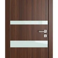 ШИ дверь DO-612 Орех тисненый/стекло Белое