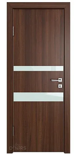 ШИ дверь DO-612 Орех тисненый/стекло Белое