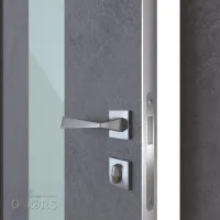 Дверь межкомнатная DO-510 Бетон темный/стекло Белое