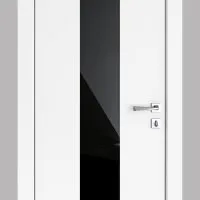 Дверь межкомнатная DO-510 Белый бархат/стекло Черное