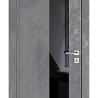Дверь межкомнатная DO-504 Бетон темный/стекло Черное