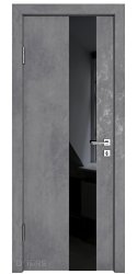 Дверь межкомнатная DO-504 Бетон темный/стекло Черное