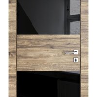 ШИ дверь DO-608 Лофт светлый/стекло Черное